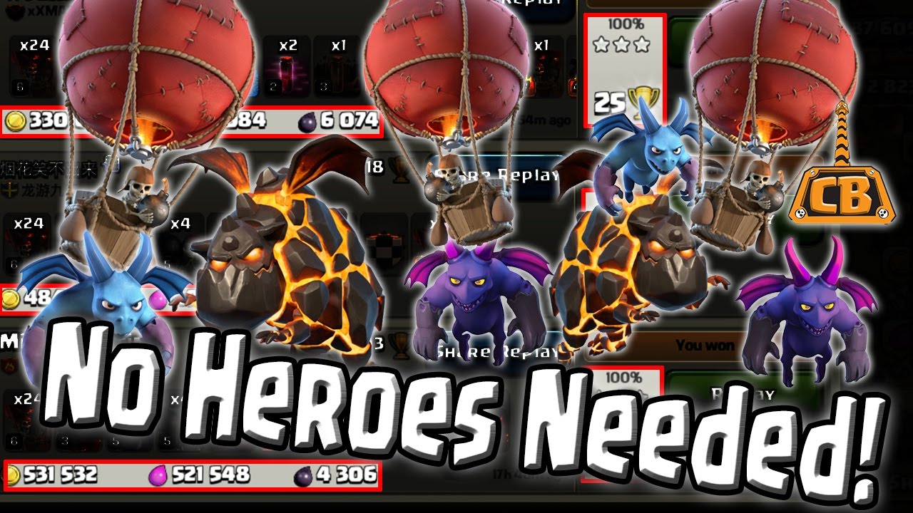 NO HERO Farming! - LavaLoonion Farming HUGE Loot Gains! - Clash of Clans - Quad LaLoonion