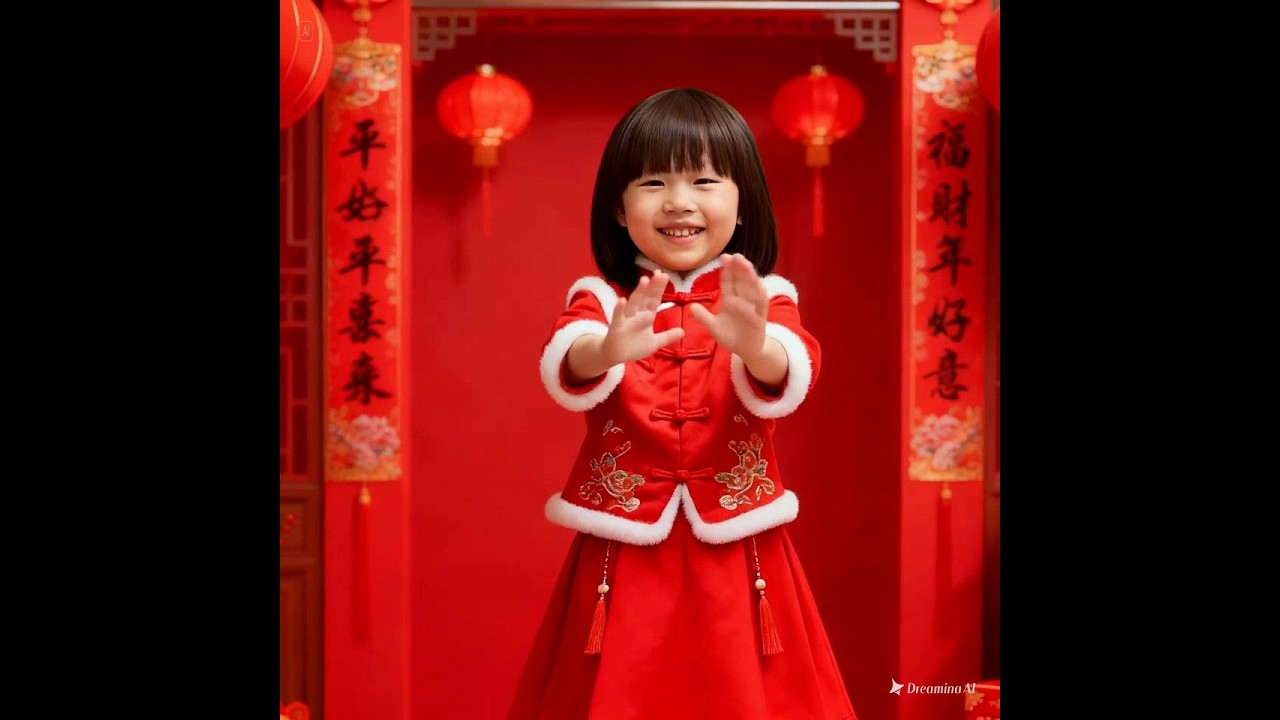 妹妹祝大家 恭喜发财！小孩喜庆