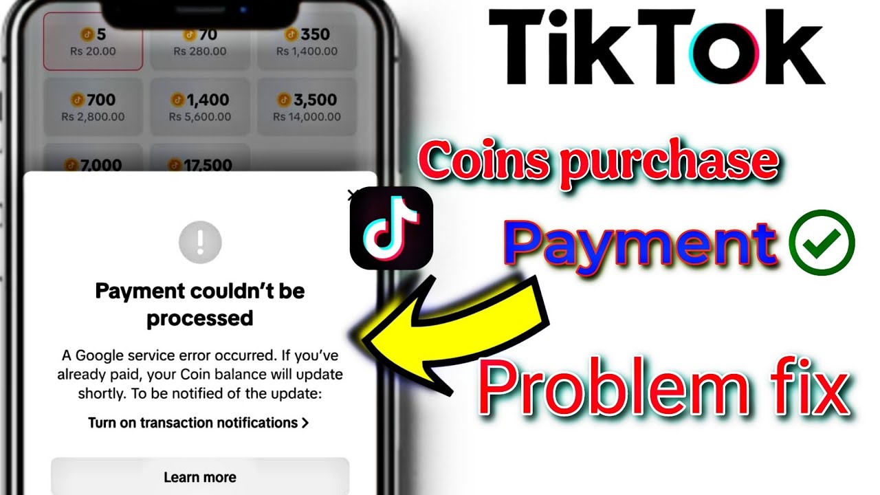 Payment couldn't be processed problem fix | TikTok coins payment Problem solution ✅