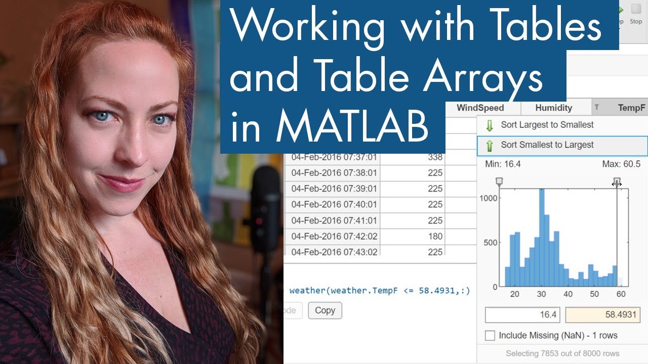 Работа с таблицами и табличными массивами в MATLAB