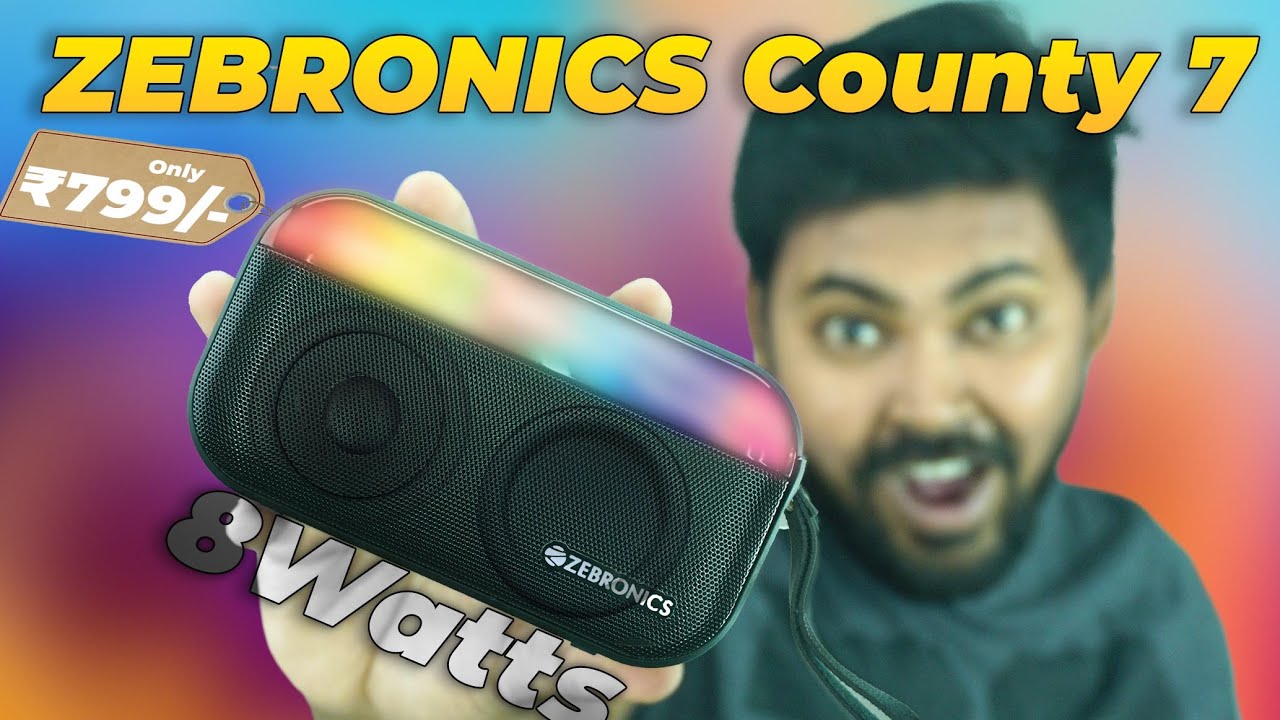 ZEBRONICS County 7 Portable Bluetooth Speaker | 8 Watts | Upto 15 Hours |  RGB LED