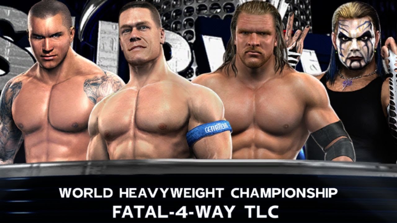 TLC Jeff Hardy vs Triple H vs John Cena vs Randy Orton - SmackDown vs Raw 2010 (Xbox 360) JKuzap