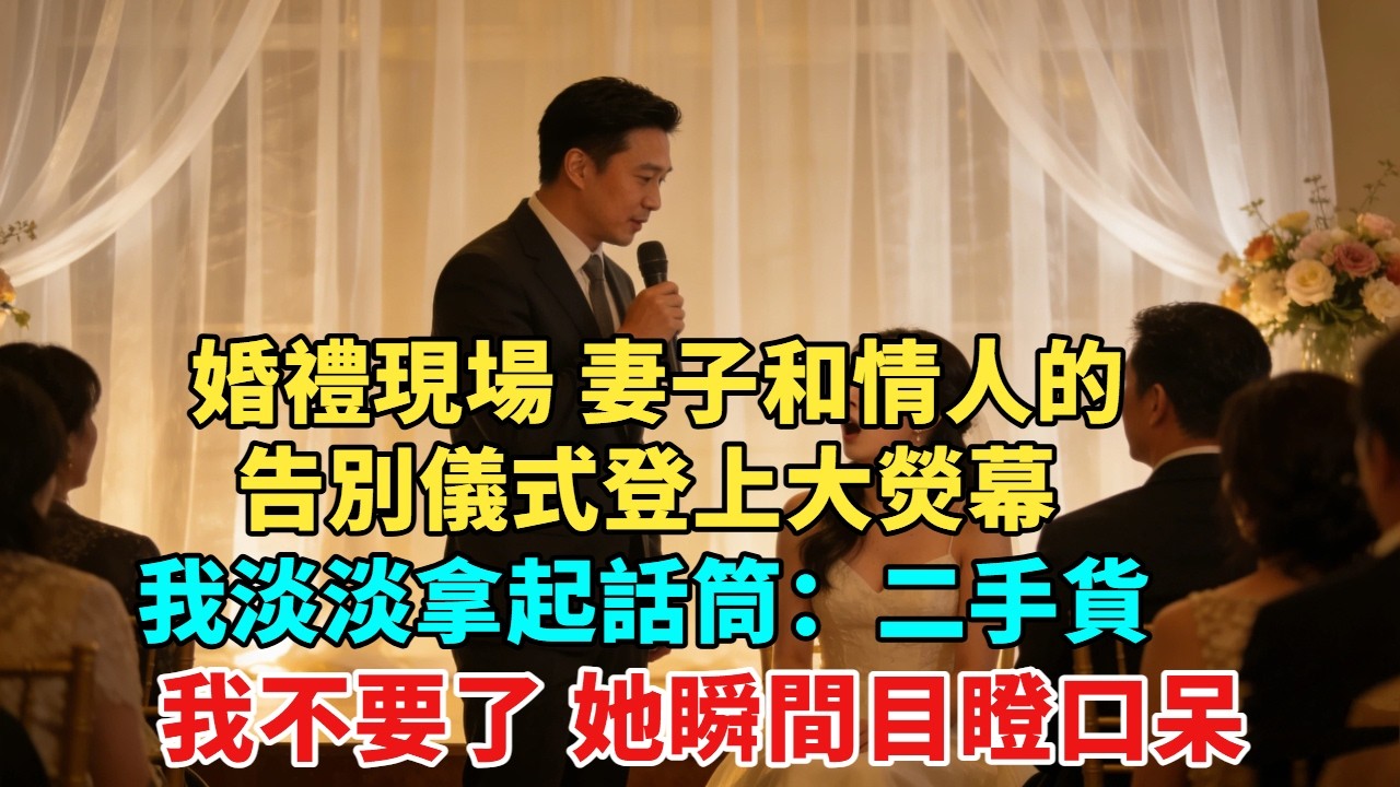 婚禮現場，妻子和情人的告別儀式登上大熒幕，我淡淡拿起話筒：二手貨，我不要了，她瞬間目瞪口呆#故事頻道#情感故事#分享#情感#感情#婚姻