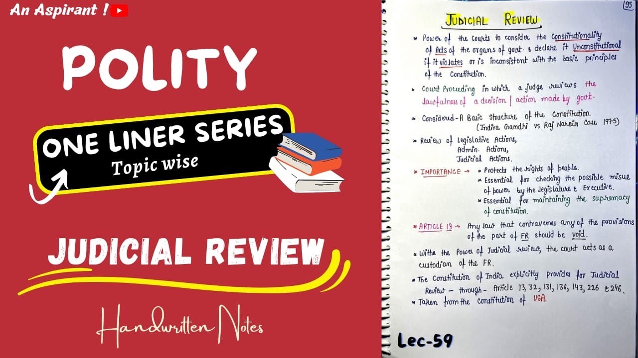 Judicial Review || One Liners (Topic wise) || Indian Polity || Lec.59 || An Aspirant !