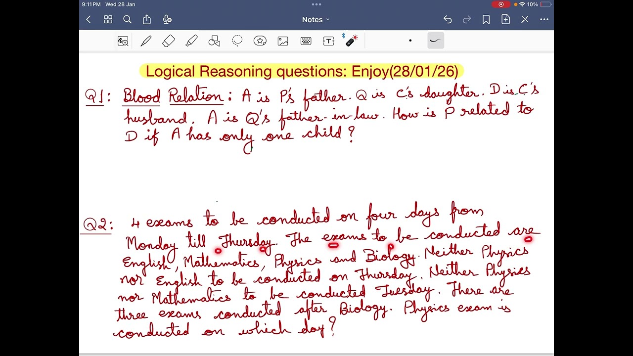 Logical reasoning questions: Just enjoy ( In Telugu) (28/01/26) 