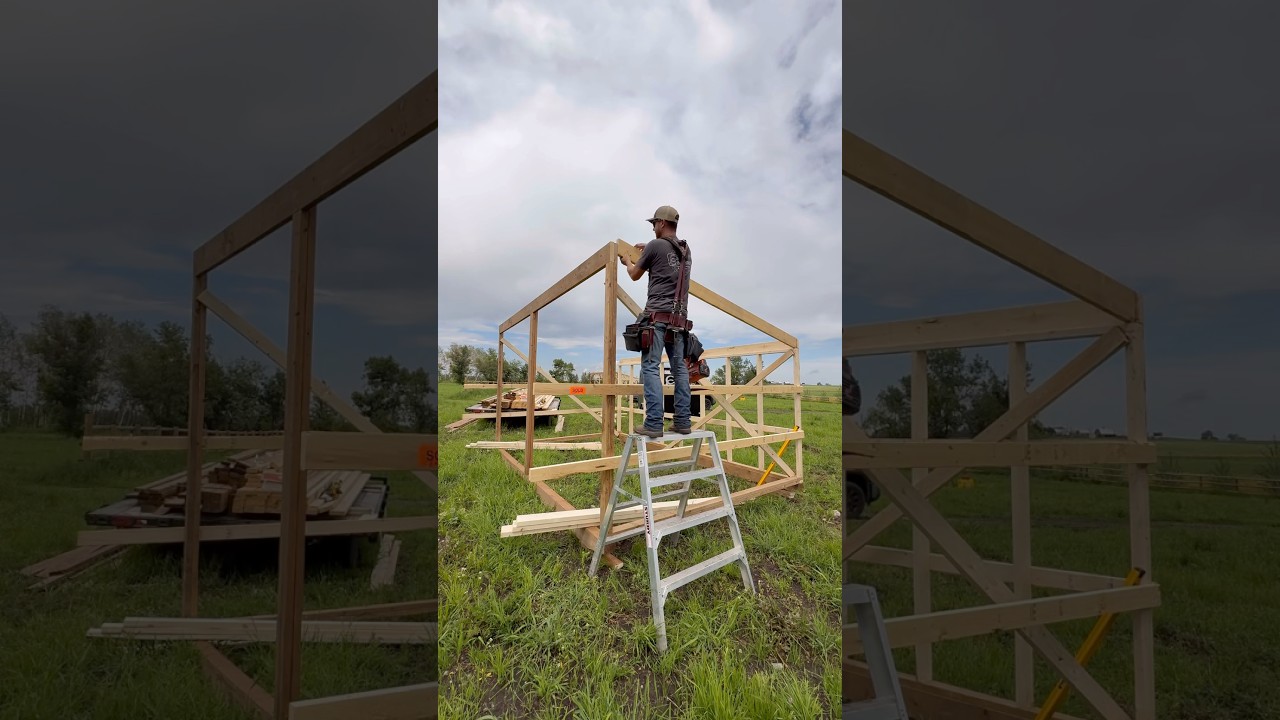 Framing a 10x16 horse shelter on skids 💯🤠