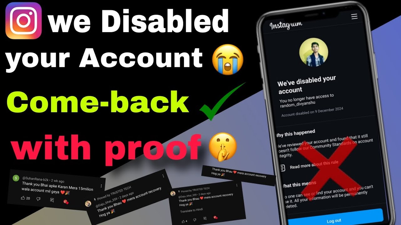 we disable your account || disable Instagram ID ko open kaise karen || we,ve disabled your account