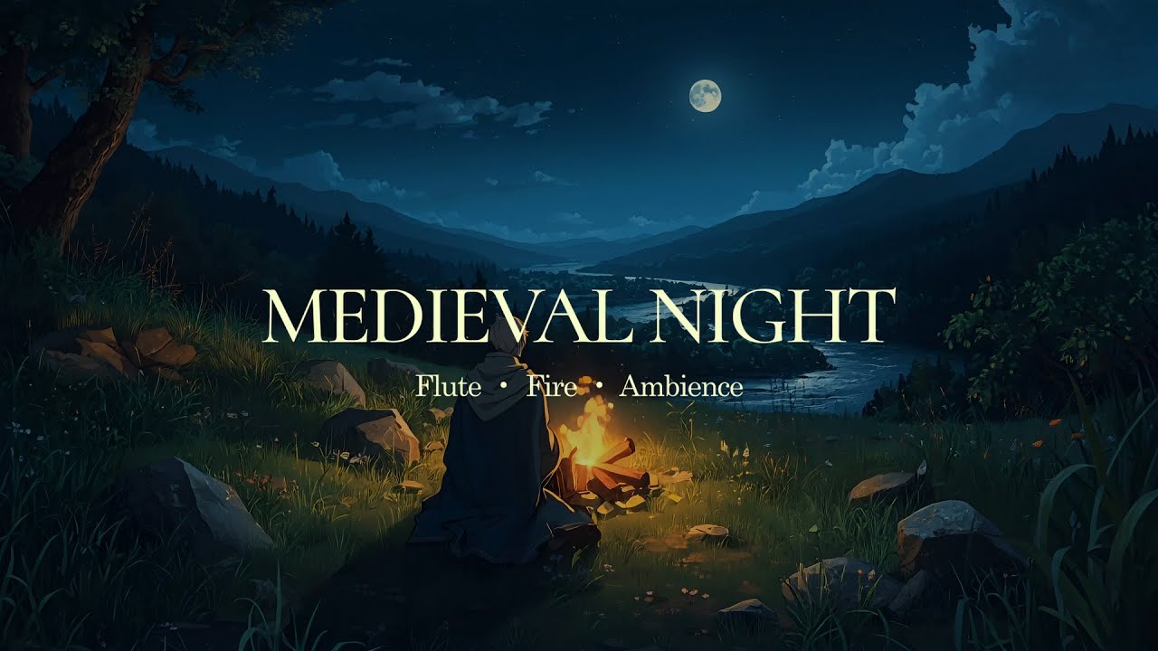 Medieval Night by the Fire | Fantasy Flute Ambience 🌙