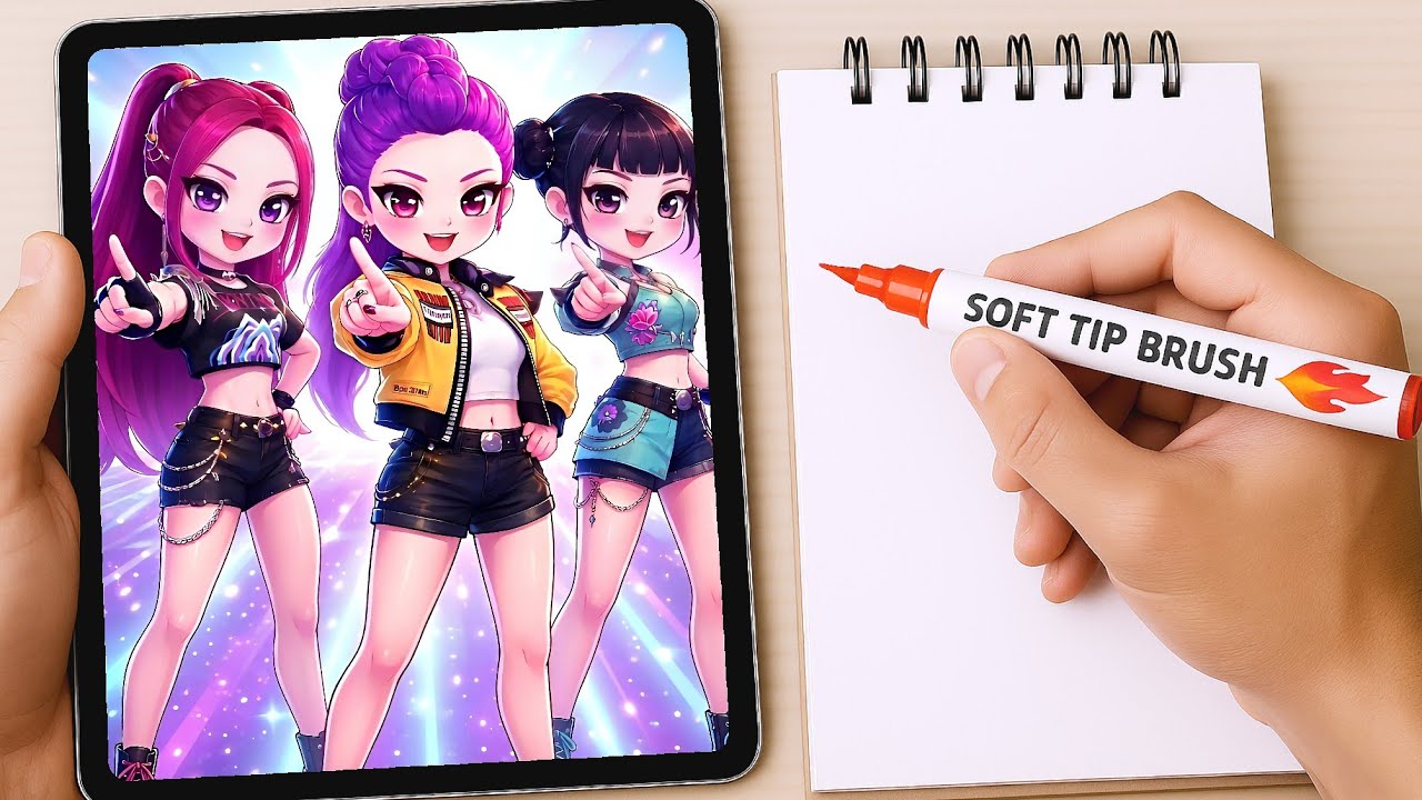 How to Draw the Craziest K-Pop Demon Hunter Glow Up! 👺🔥 (Rumi, Zoey & Mira)