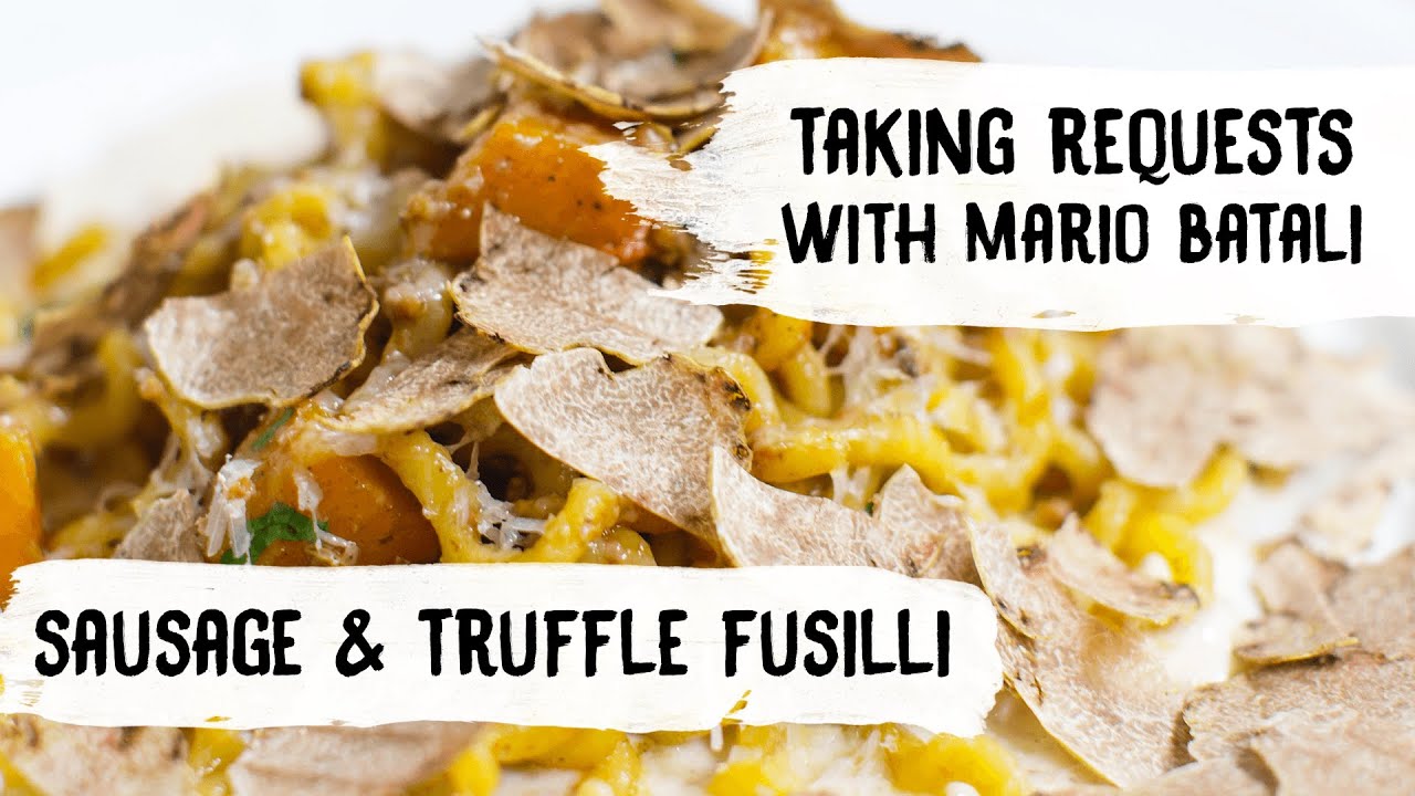 Mario Batali Cooks Pasta with Sausage, Butternut Squash and Truffles