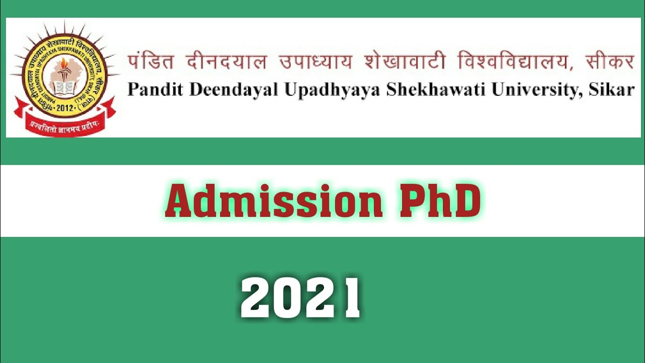 PhD Admission Notification 2021 || Pandit Deendayal Upadhyaya Shekhawati University, Sikar