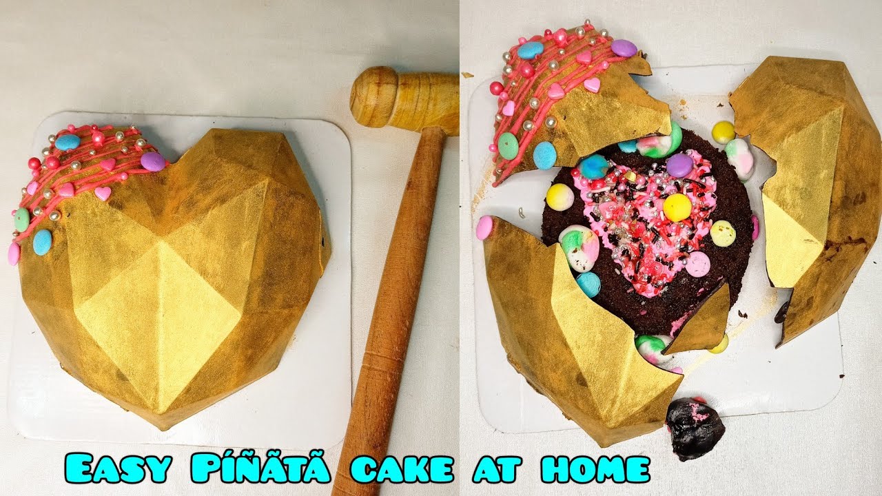 EGGLESS HOMEMADE EASY PINATA CAKE / पिनाटा केक #PINATACAKE