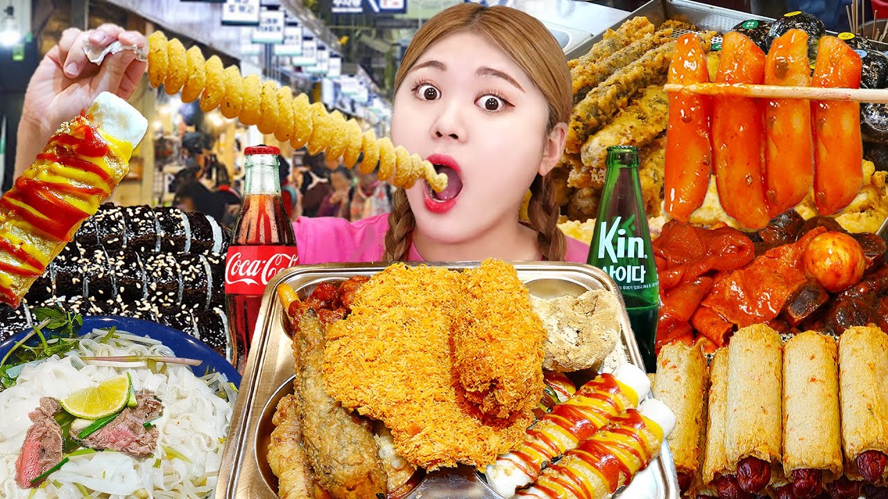 Mukbang 하이유의 망원 시장 먹방! FRIED CHICKEN Tteokbokki 돈까스 김밥 떡볶이 호떡 Eating Show | HIU 하이유