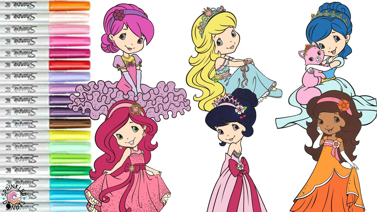 Strawberry Shortcake and Friends Coloring Book Compilation Princess Dresses Orange Blossom Raspberry