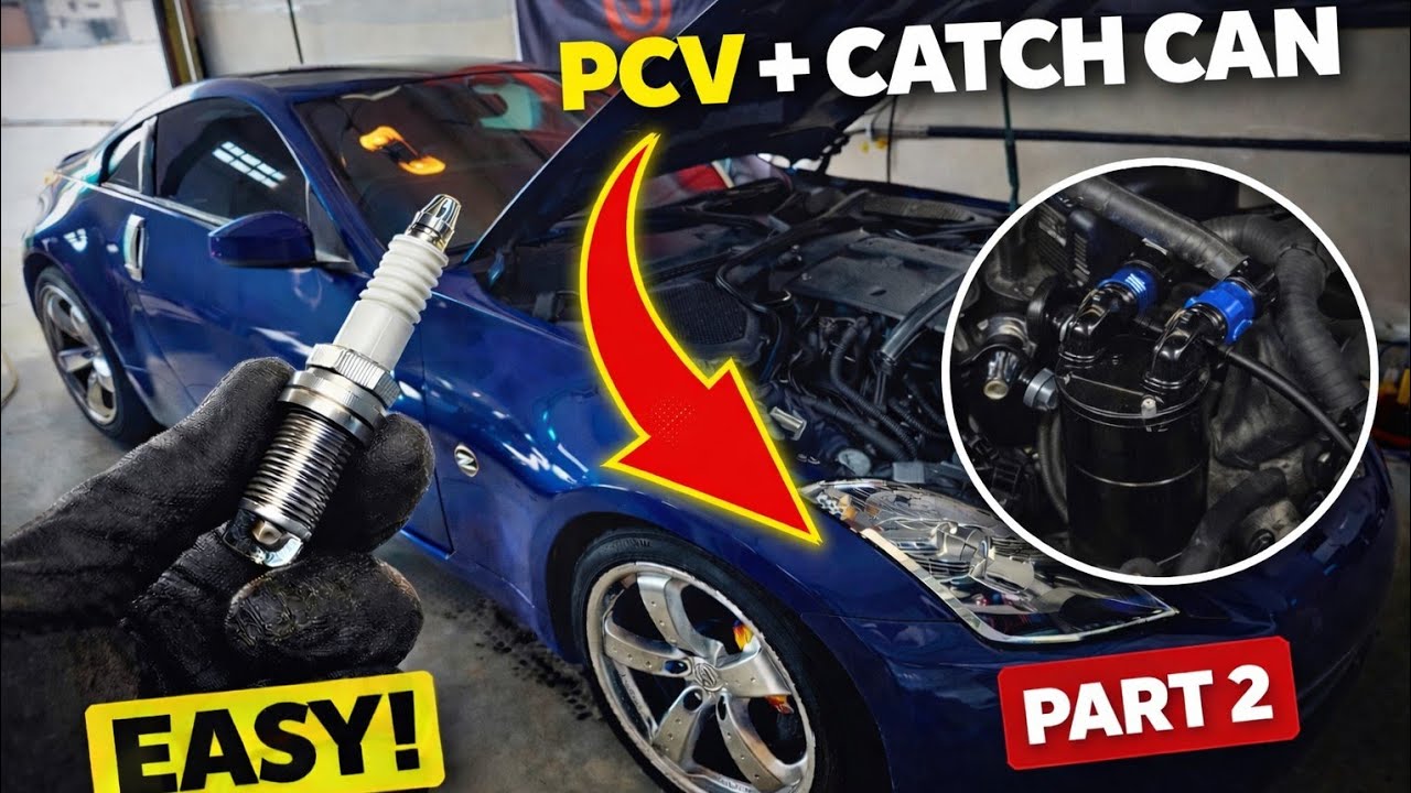 Nissan 350Z VQ35HR Spark Plugs | PCV System replaced & Catch Can Install PT.2