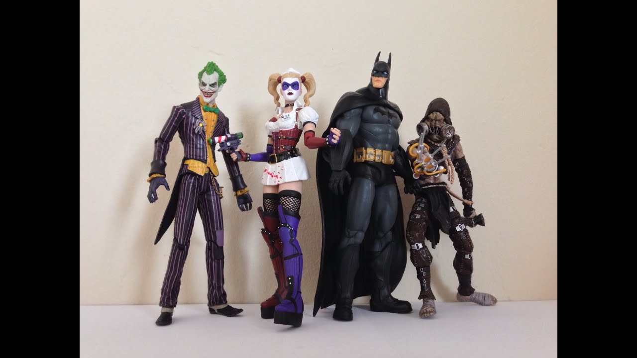 DC Collectibles Arkham Asylum Batman, Joker, Harley, Scarecrow 4-Pack Review
