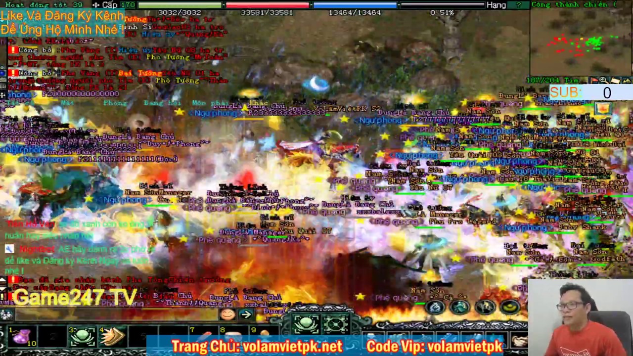Test PK c&aacute;c Ph&aacute;i c&ugrave;ng AD Lưu Huấn tại volamvietpk.net | Game247 TV