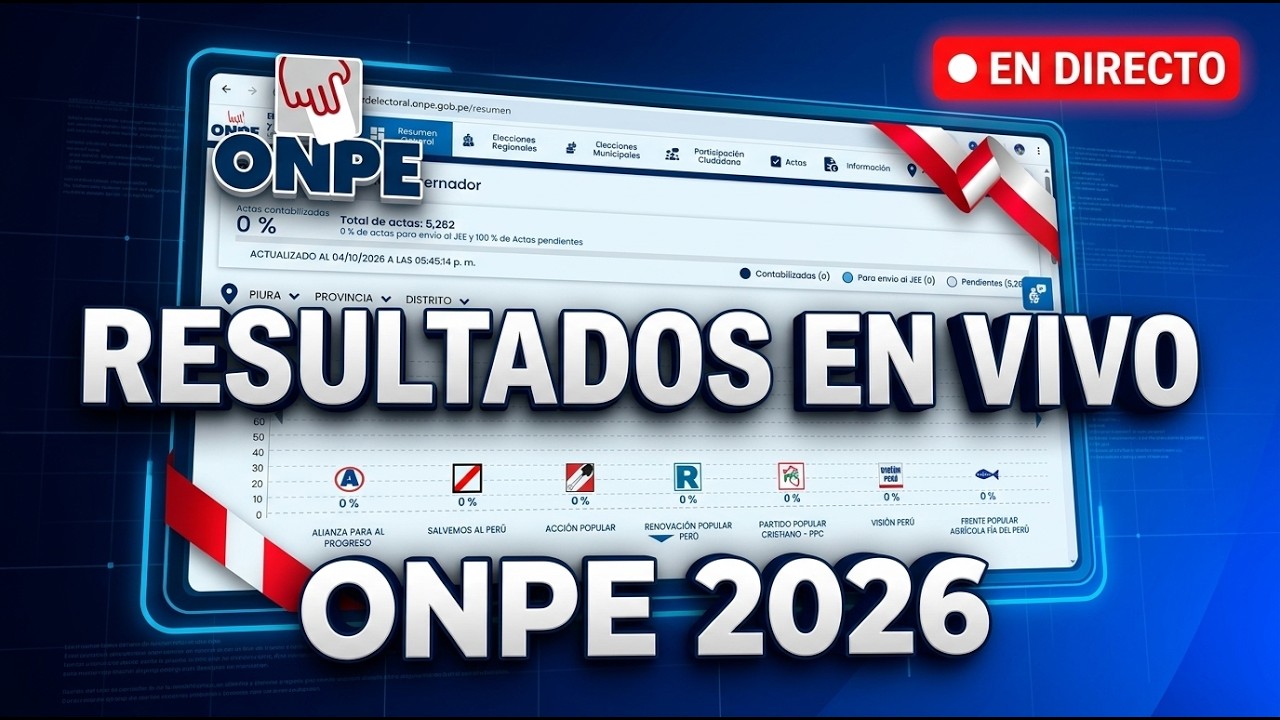 🔴 EN VIVO: Resultados Elecciones Regionales y Municipales 2026 | Conteo ONPE en directo
