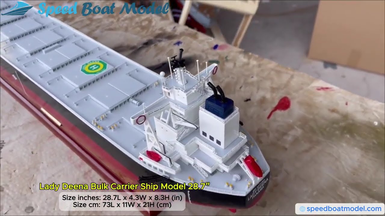 Lady Deena Bulk Carrier Ship Model – Handmade Wooden Cargo Ship