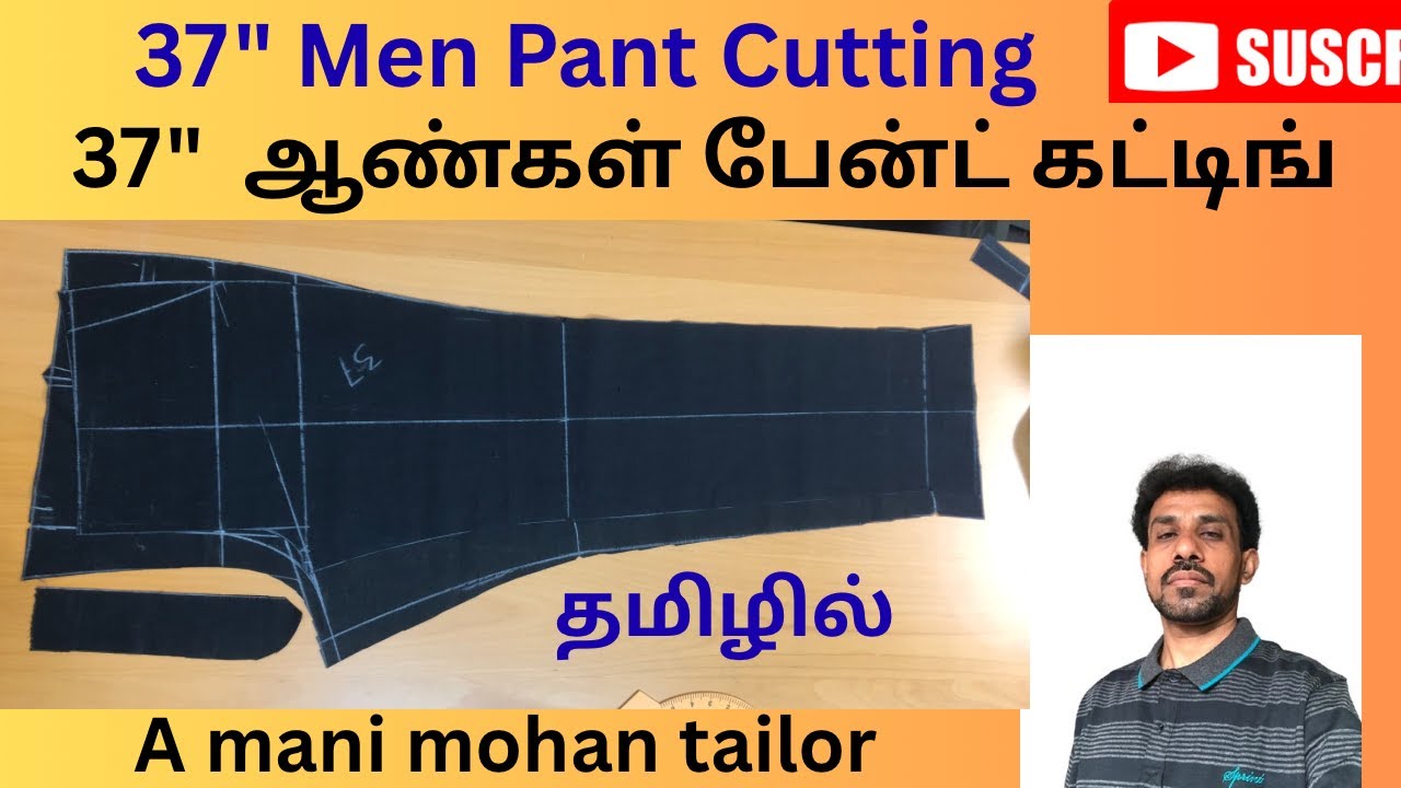 37''size pleatless men pant cutting, 37