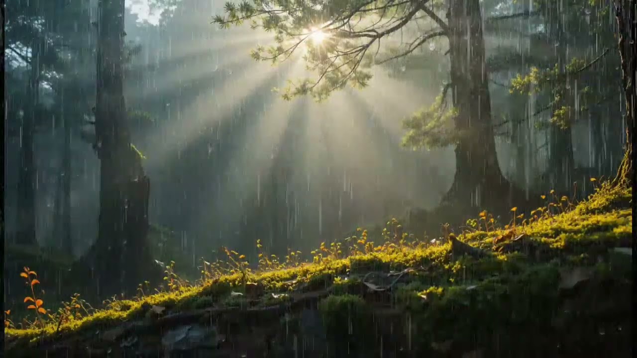Misty Forest Morning Rain 🌧️ Relaxing Nature Sounds for Studying, Focus & Sleep