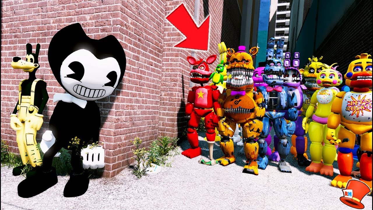 CAN BENDY & BORIS HIDE FROM THE ANIMATRONICS? (GTA 5 Mods FNAF RedHatter)