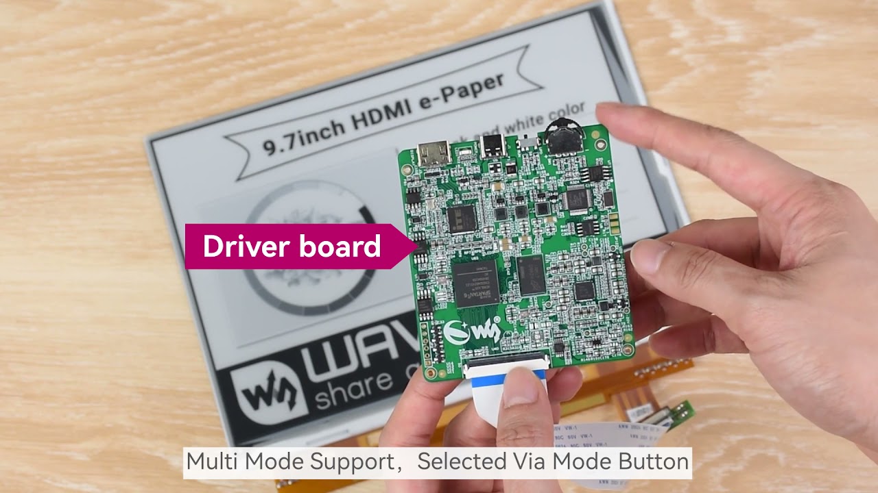 Waveshare 9.7inch E-Paper E-Ink Display, HDMI Interface, 15Hz Refresh Rate, 1200&times;825 Pixels