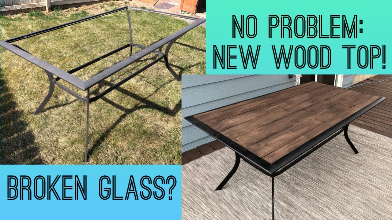 Upcycle Broken Glass Patio Table with Wood