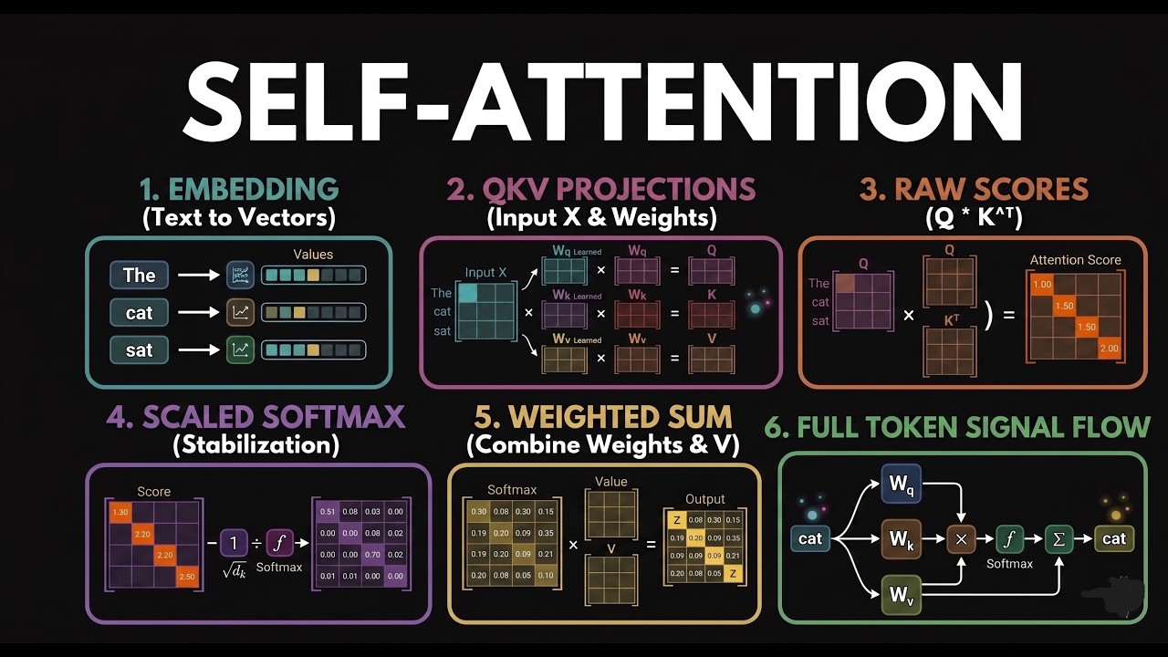 Self-Attention Explained: How Transformers Actually Work (Full Visual Breakdown)