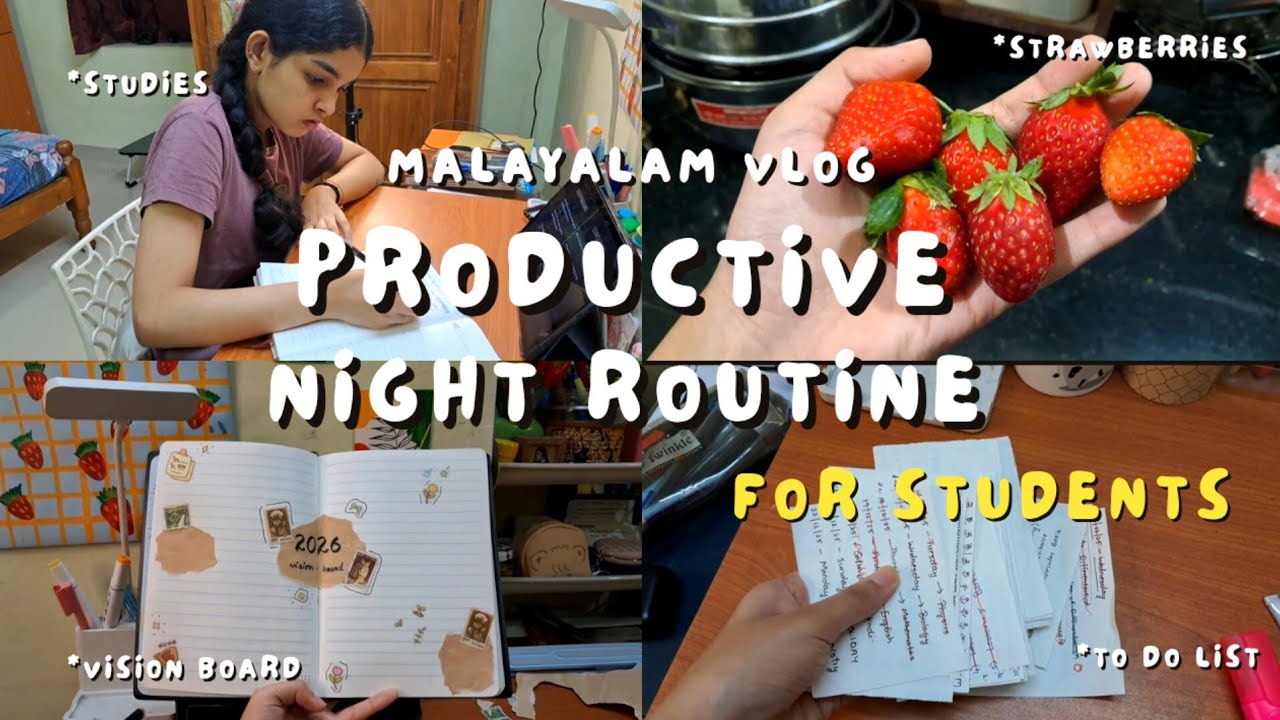 Productive Night Routine For Students || Malayalam Vlog | Study Vlog | Vision Board ||Lonely Lunar 