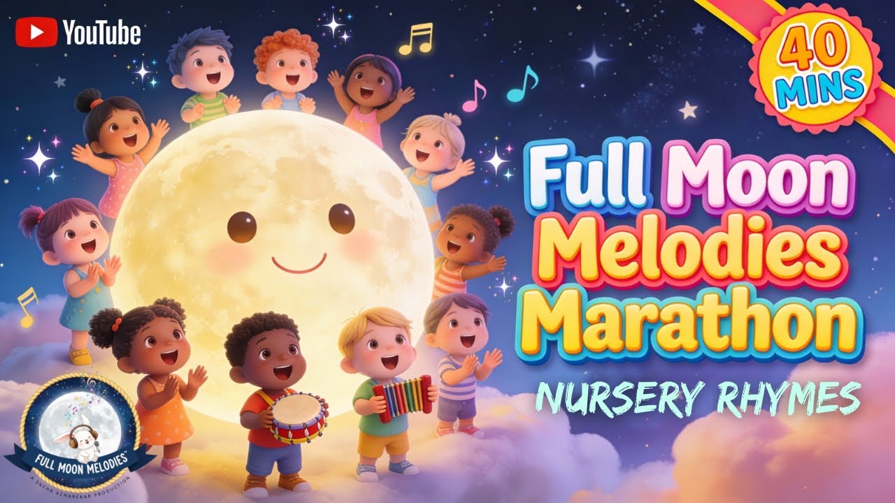Full Moon Melodies Marathon | 40 minutes of Classic and Original Nursery Rhymes for Babies Toddlers
