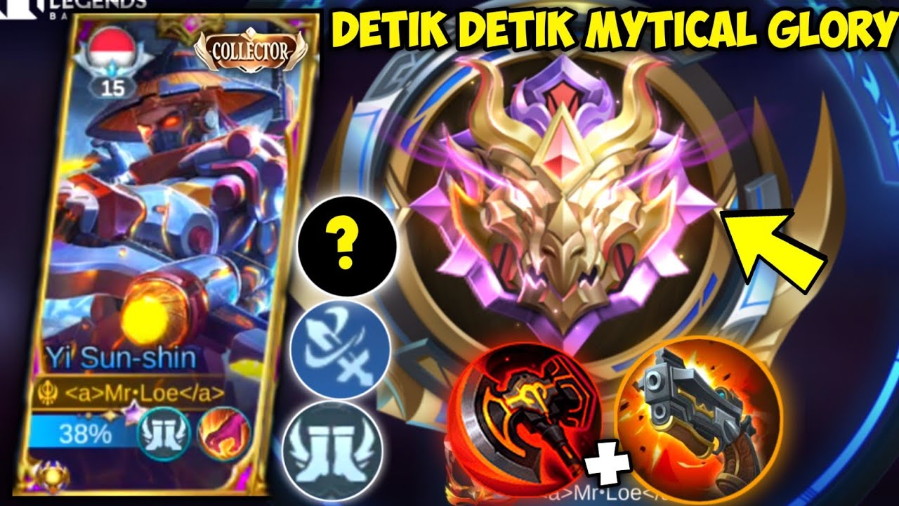 8 MENIT LEVEL 15!! DETIK DETIK MYTICAL GLORY TOP GLOBAL YSS CARRY US?! PERFECT GAMEPLAY YI SUN SHIN
