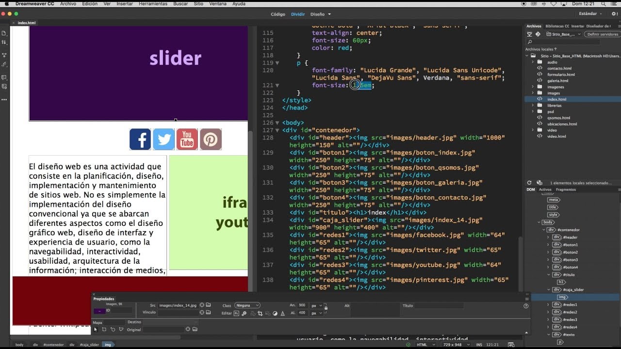 Texto web con HTML y CSS (Párrafos) - Adobe Dreamweaver CC