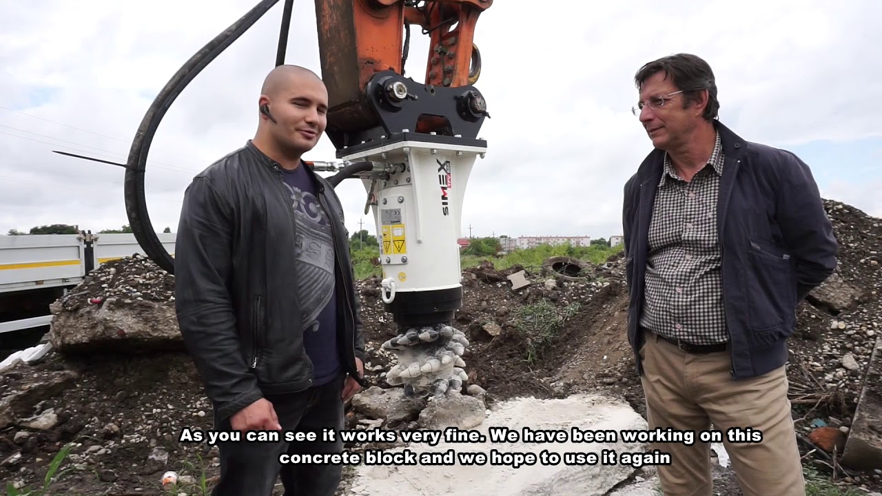 Simex TFV 600 vertical cutter head for excavator - demolition of plinths