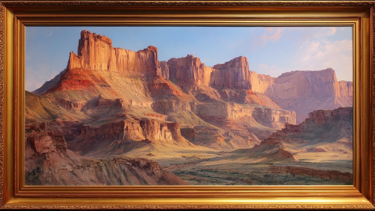 Red Canyon Sunset | Turn Your TV Into Art | Dramatic Oil Landscape | TV Framed Art | 3 Hours