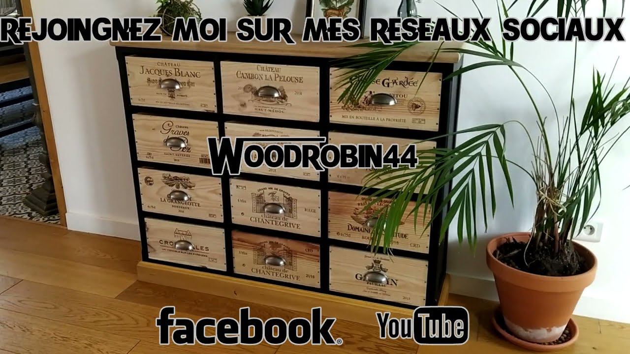 🎬Time laps création d'un meuble caisse de vin. WOOD ROBIN 44
