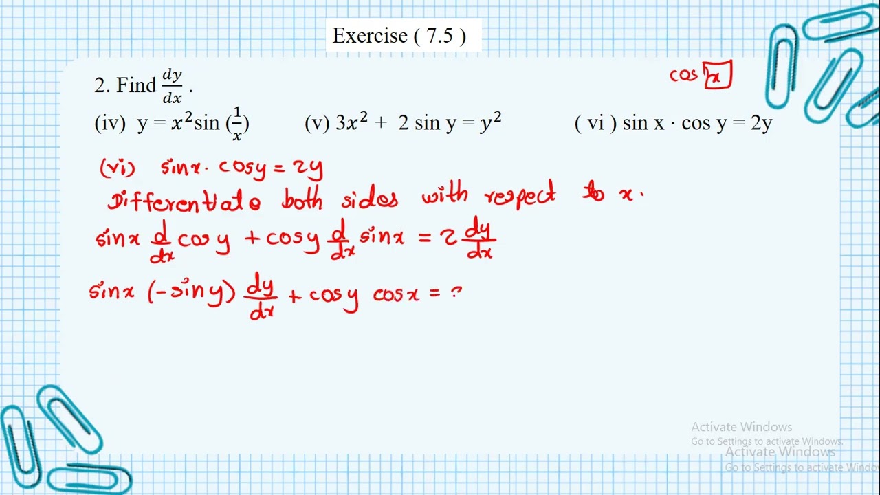 Grade 12 ,Chapter (7) Exercise(7.5) No.2 (vi)