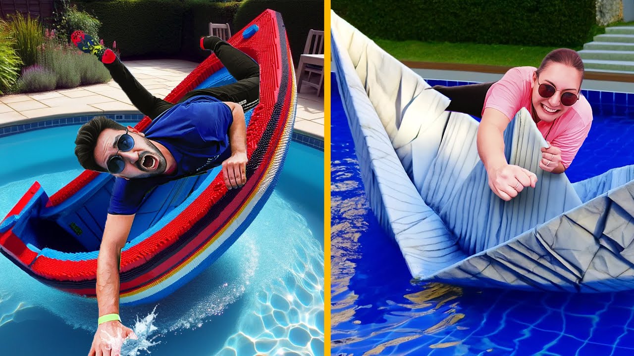 BARCO DE PAPEL vs BARCO DE LEGO *teste na piscina*