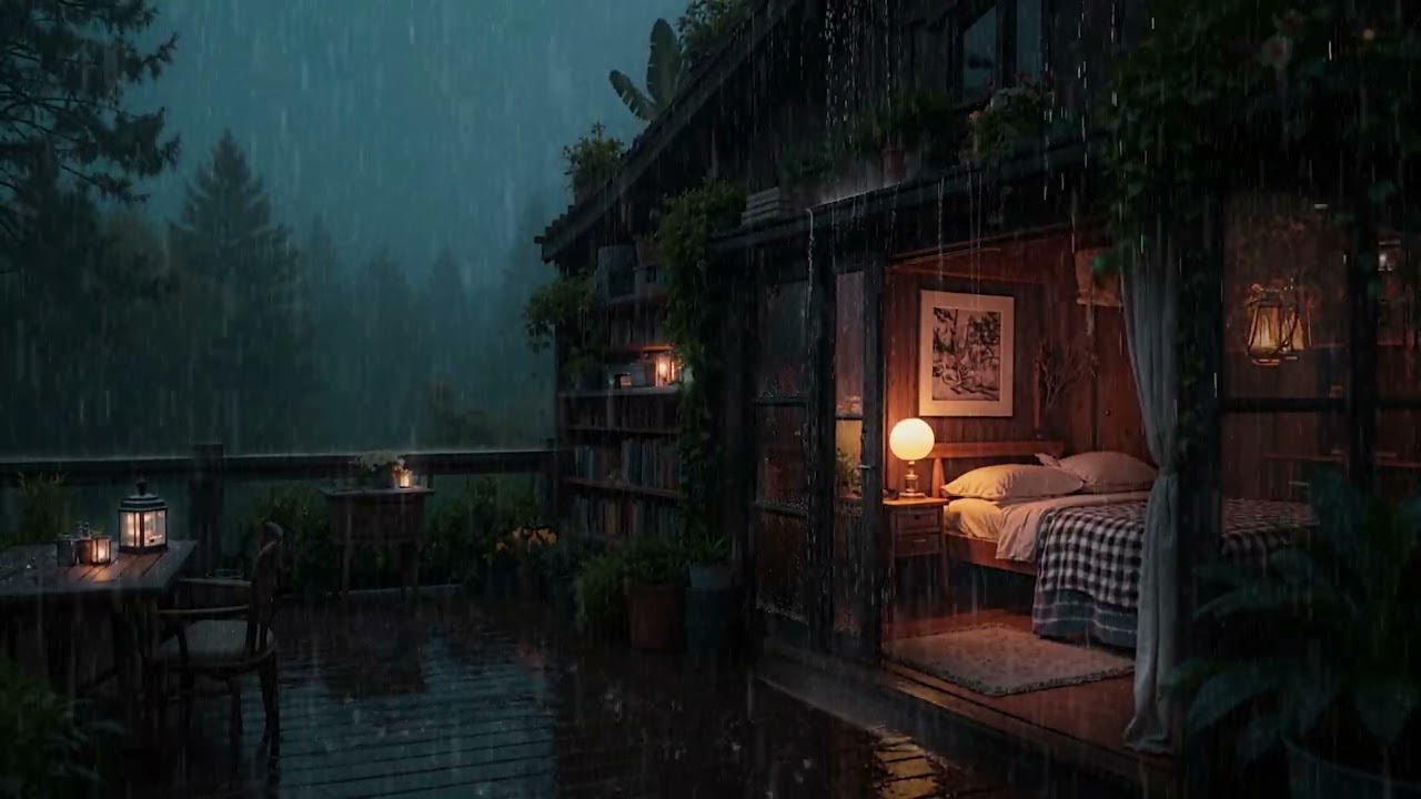 Cozy Woodland Cabin Wrapped in Gentle Rain at Night 🌲 | Relaxing Rain Sounds for Sleep