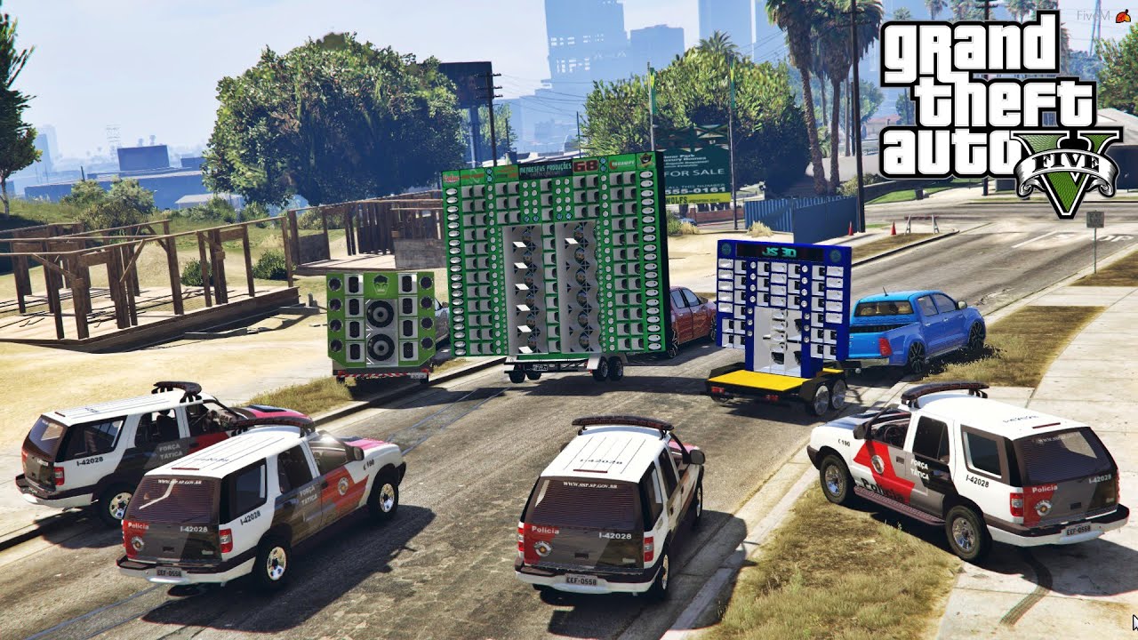 GTA 5 | ROLE DAS HILUX REBOCANDO OS PAREDÃO DEU POLÍCIA !