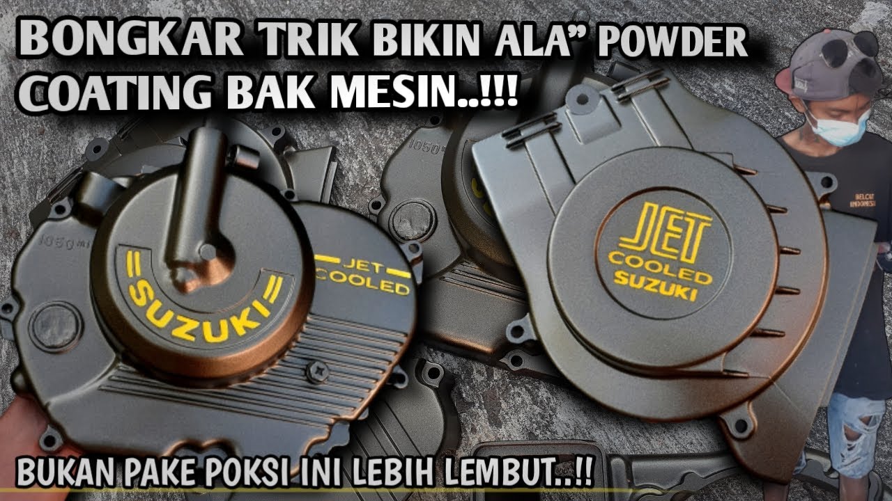 ALA POWDER COATING PALING LEMBUT.!!CAT BAK MESIN SATRIA 2 TAK MAKNESIUM SEMI DOFF