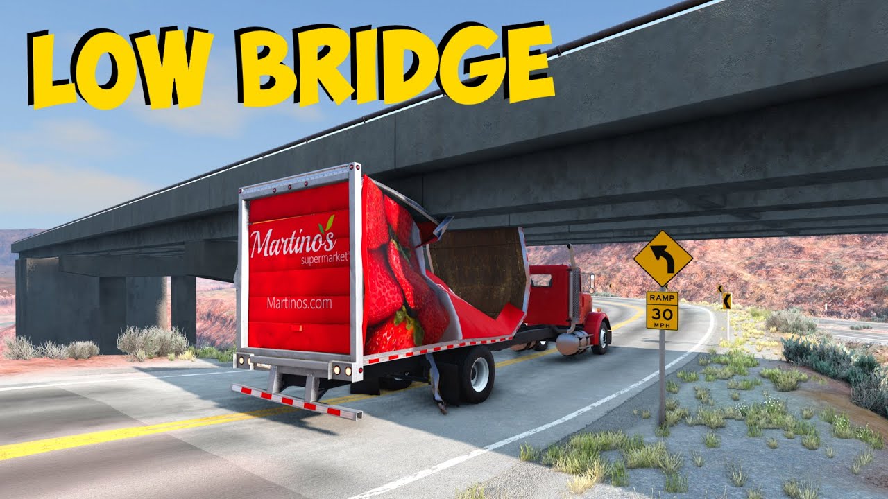 TRUCKS SMASHING INTO BRIDGES CRASH COMPILATION #6 - BEAMNG DRIVE
