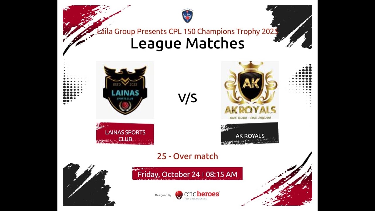 Laila Group Presents CPL 150 Champions Trophy 2025! LAINAS SPORTS CLUB and AK ROYALS