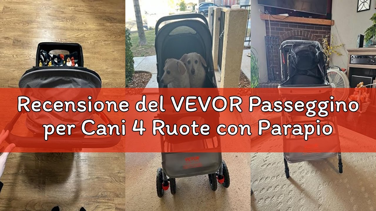 Recensione del VEVOR Passeggino per Cani 4 Ruote con Parapioggia, Passeggino per Animali Portata 20