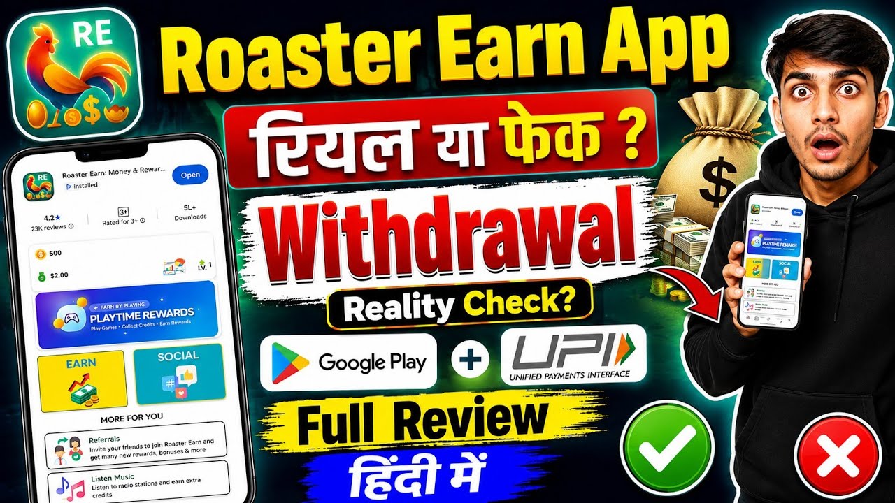 Roaster Earn app real hai ya fake | Roaster earn app withdrawal reality check & full review in hindi