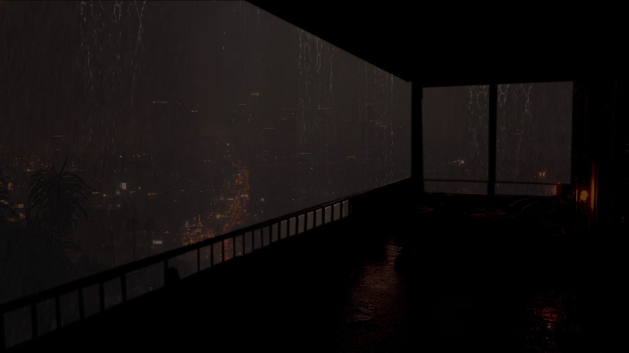 ( No Ads) Relaxing Sound of Rain in the NYC Dark Bedroom 🌧️Healing Night Ambience