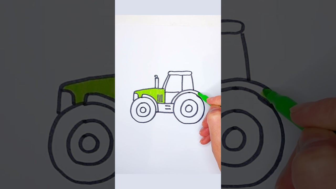 How to draw a Tractor | Tutorial Art for kids! #shorts  #easy #drawing #tutorial #tractor #kids