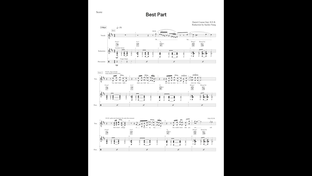 Best Part - Daniel Caesar fear. H.E.R. (REDUCTION/TRANSCRIPTION)
