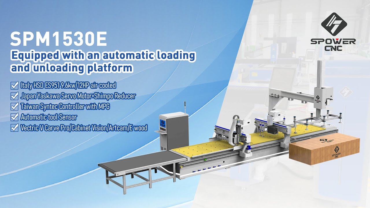 Next-Level Production Efficiency! spowercnc CNC with Auto Loading, Alignment & Unloading