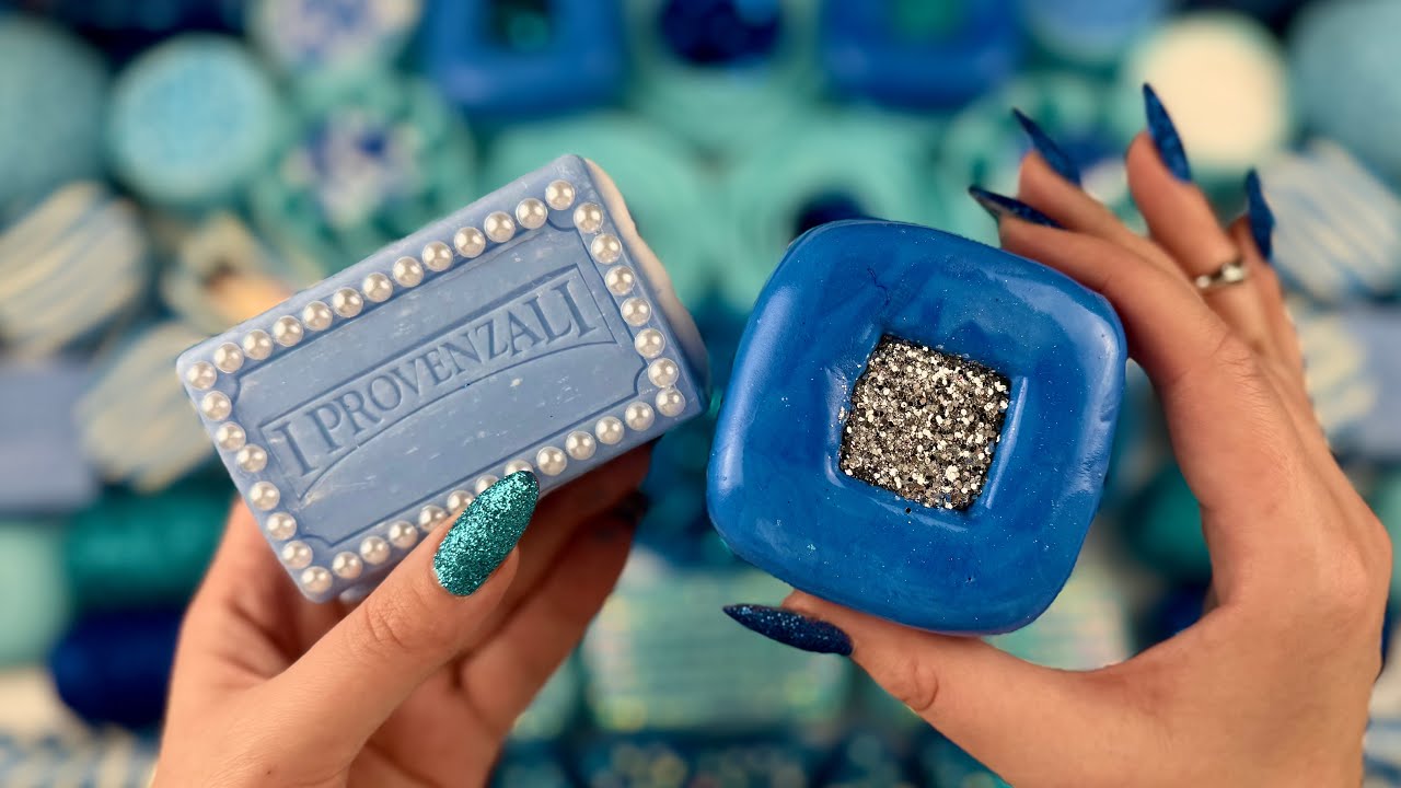 ASMR Crushing soap boxes with foam and starch | Gym chalk | Peeling off the film | Clay cracking